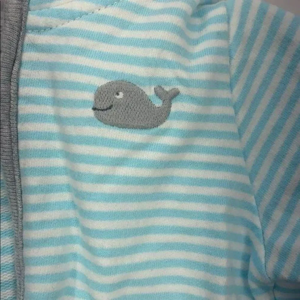 Carter’s Jacket Boys Teal Striped‎ Whale Hooded Coat Size 3 Months